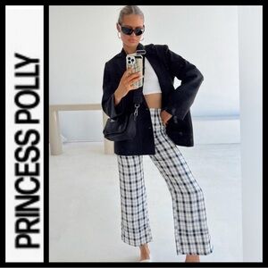 Princess Polly Wide Leg Euros Plaid Pants